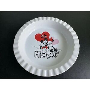 DISNEY MICKEY MINNIE MOUSE VAlentine’s PIE DISH BOWL Round 9” Ceramic New